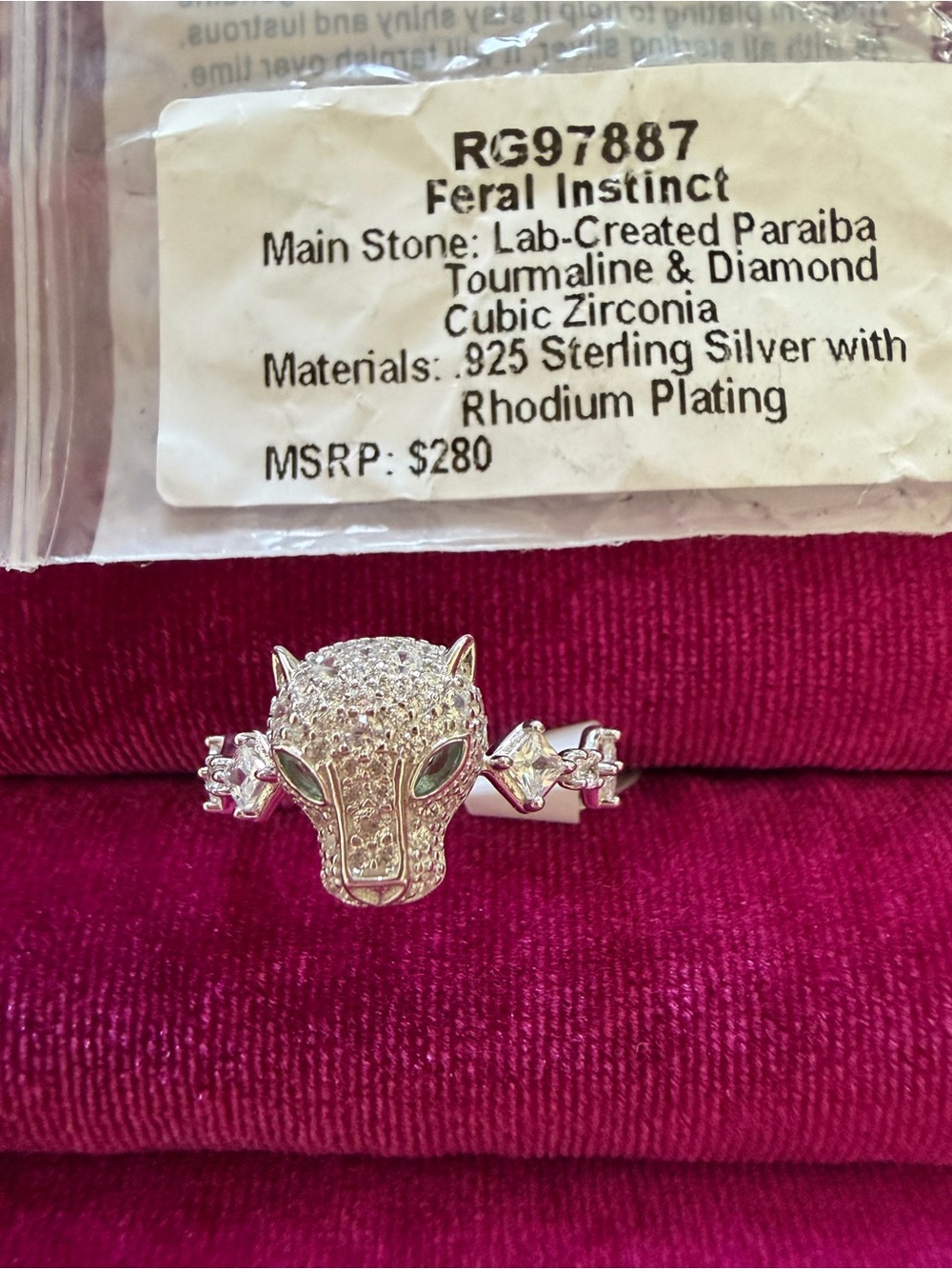 Bomb Party Feral Instinct Sterling Silver Lab Created Paraiba Size 8